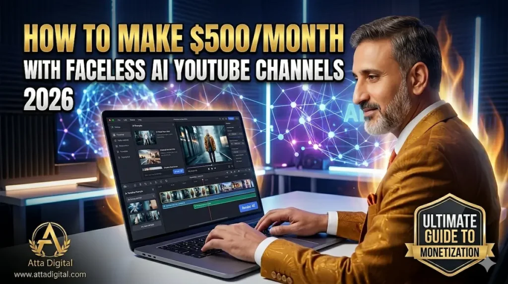 Make $500 with Faceless AI YouTube Channels by Atta Digital۔